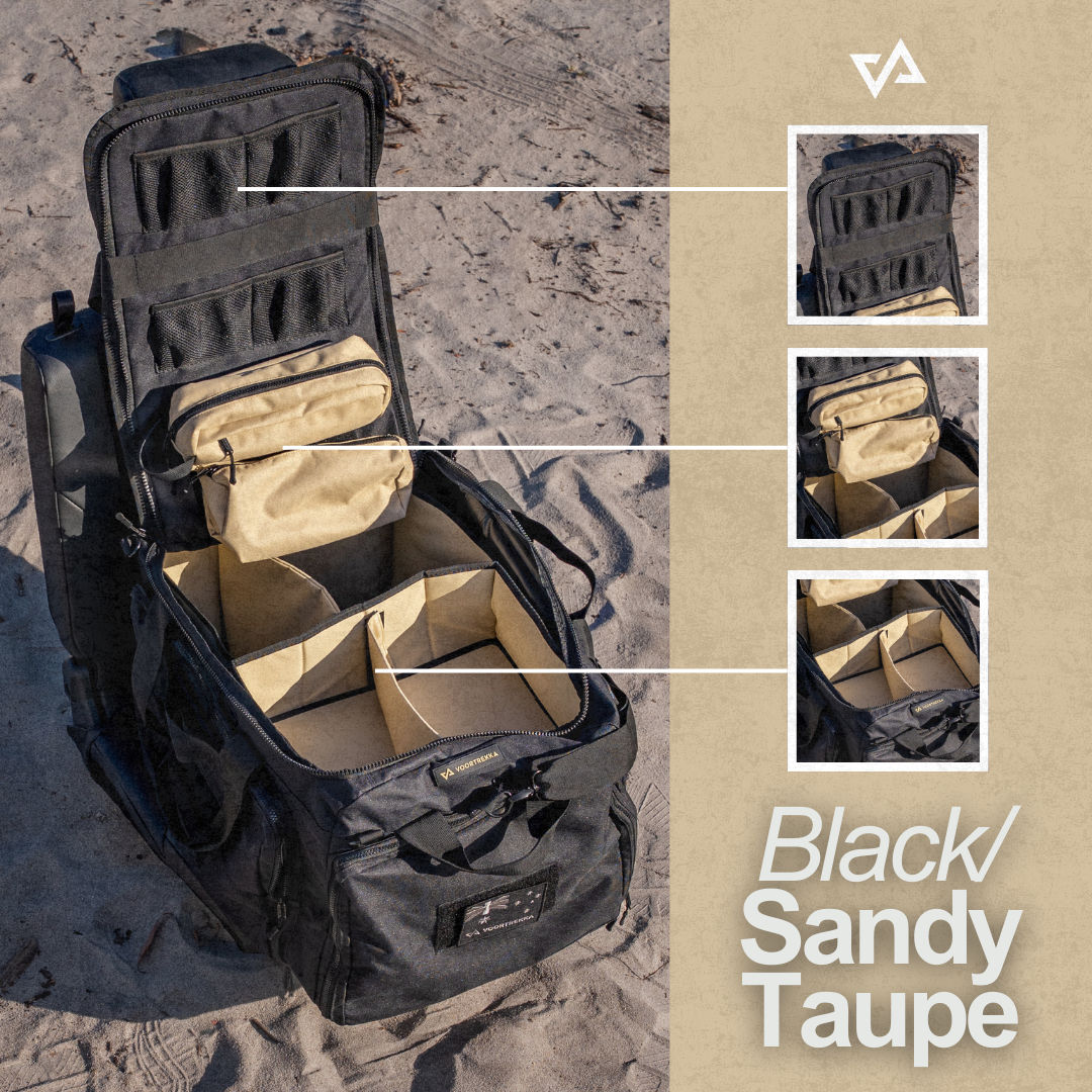 Voortrekka Australia Cape bag in Black and Sandy Taupe